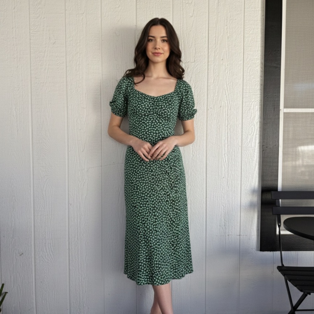 SHEIN Green Floral Dress